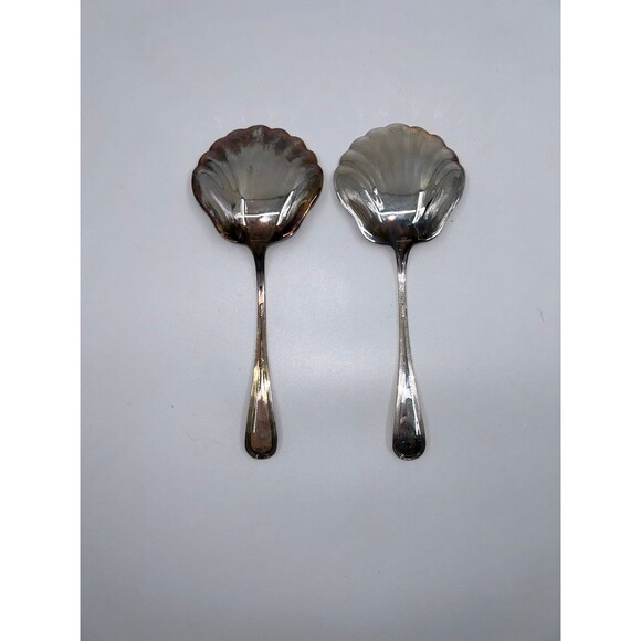 Gorham Heritage Silver Plated Serving Spoons Set of Two Vintage Shell Spoons - Picture 4 of 11